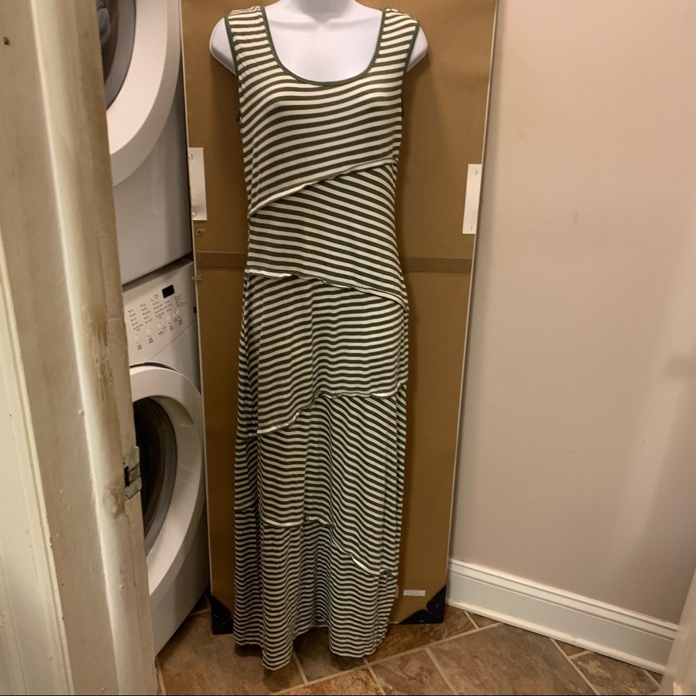 Maxi dress by Max Studio green and white stripped